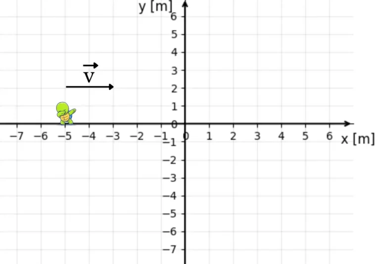 układ współrzędnych z żółwiem mającym prędkość
